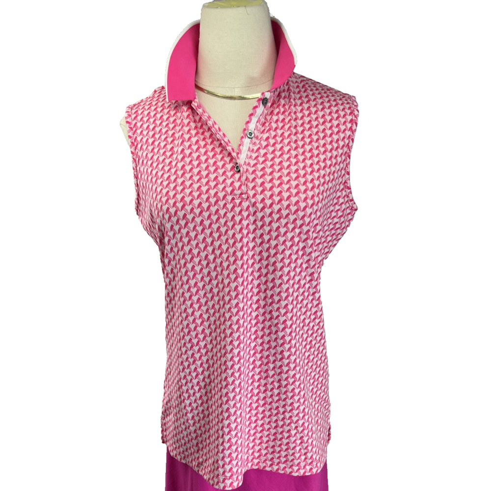 Nivo Frankie Polo Shirt Womens Medium Sleeveless UPF‎ 40 Energy Pink Golf Top